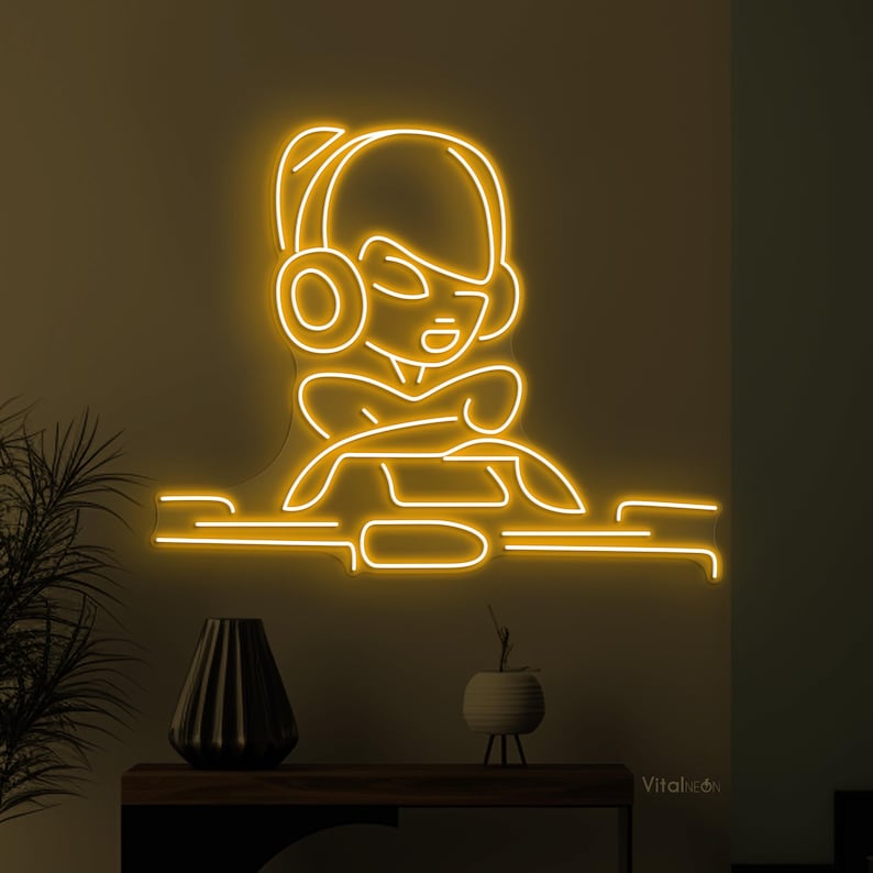 DJ Neon Sign LED Alien Dance Club Music Room Room Decor Gift image 3