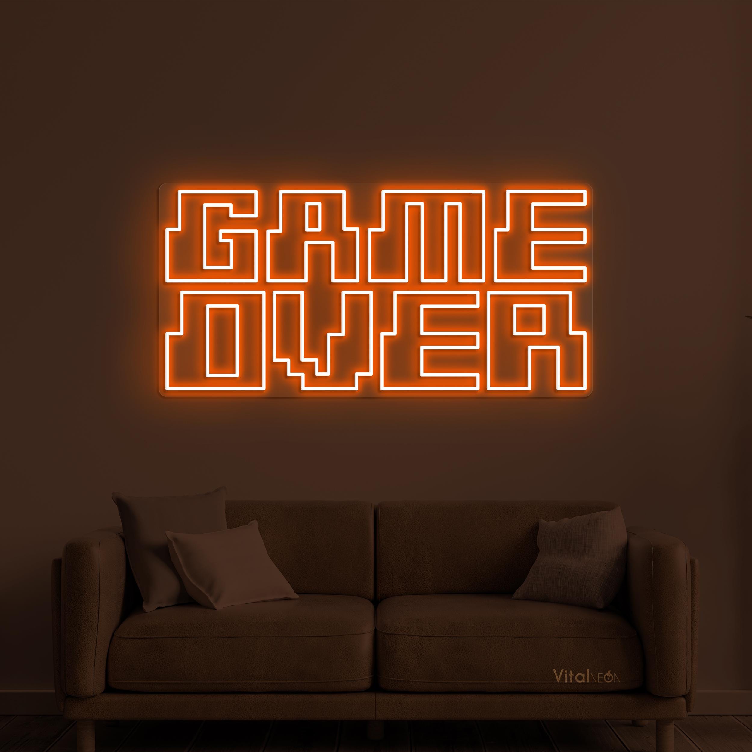 Game Over Neon Sign Dimmable LED Light Arcade Room Wall Art Kids
