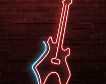 ギター LED ネオンサイン、音楽壁装飾、音楽スタジオ - 色、サイズを