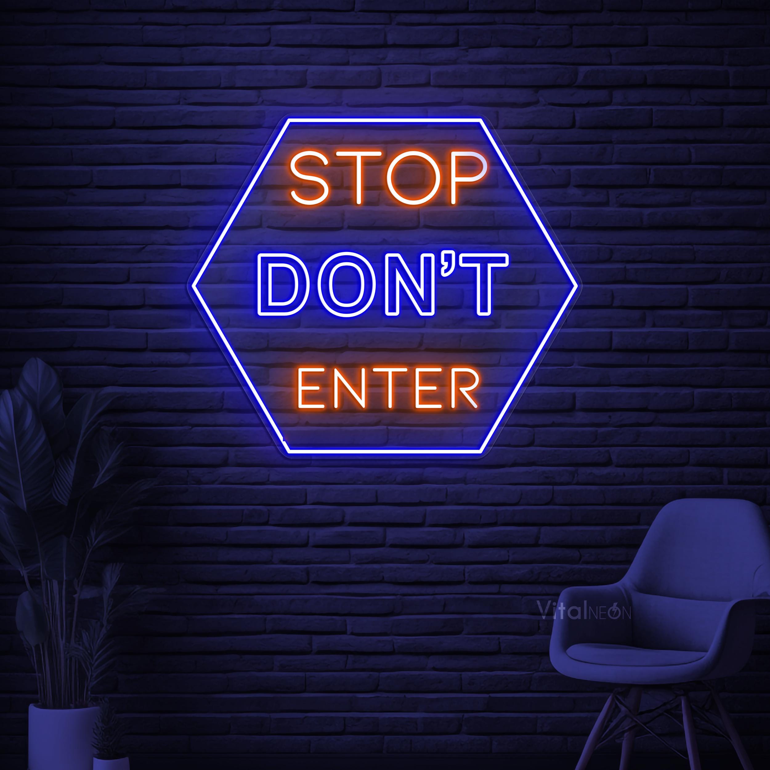 Stop Don't Enter Neon Sign LED Light Restricted Area Office