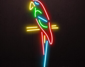 Letrero de neón de loro, luz LED de loro, decoración de pared para el hogar y la oficina, arte de pared para tiendas de aves, luz de neón de guacamayo, regalo para amantes de los loros, arte para habitaciones infantiles