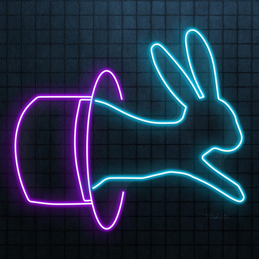 Neon Rabbit Cap Rabbit in Hat Neon Sign, Magic LED Wall Decor - Etsy