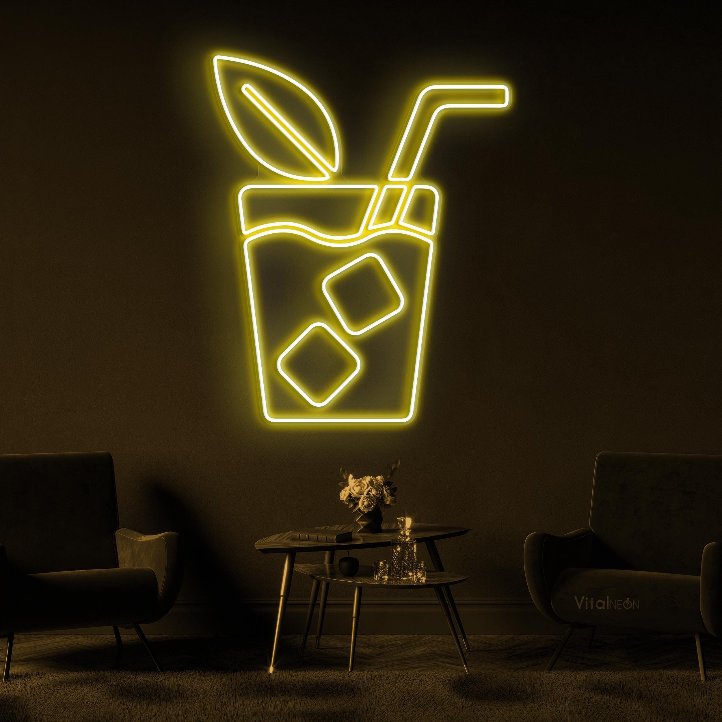 アイスティーネオンサイン、アイスティーLEDライト、爽やかなドリンク