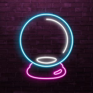 Crystal Ball Neon Sign, Crystal Ball LED Light, Psychic Reader Wall Art, Home Wall Decor, Office Neon Light, Spiritual Moon Neon Decor
