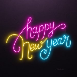 Happy New Year Neon Sign, Happy New Year LED Light, Holiday Wall Decor, Event & Party Neon Light, Home Wall Art, Cafe and Bar Neon Decor