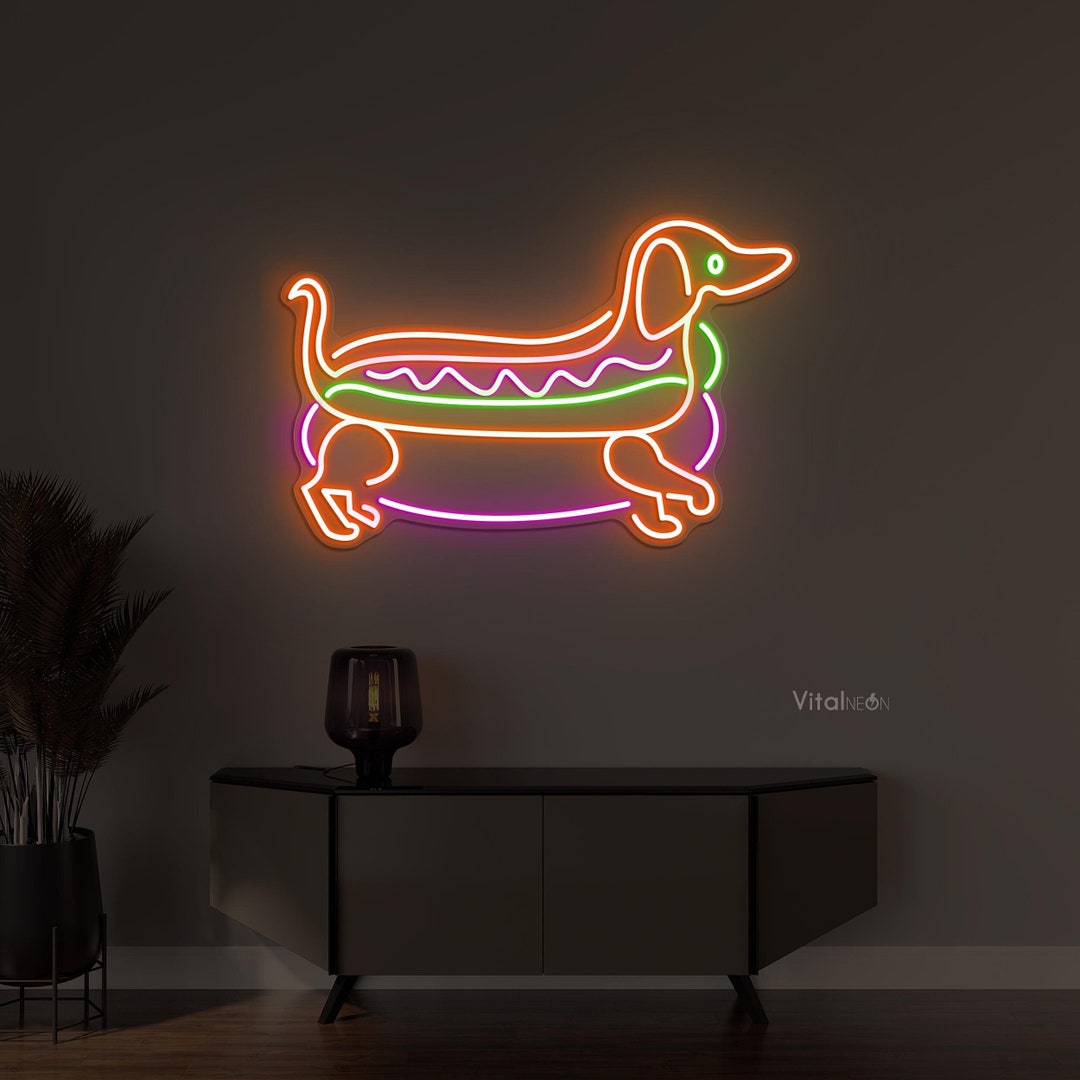 Dachshund Neon Sign – Dog Decor for Kids Room, Pet Space, or Cafe Wall ...
