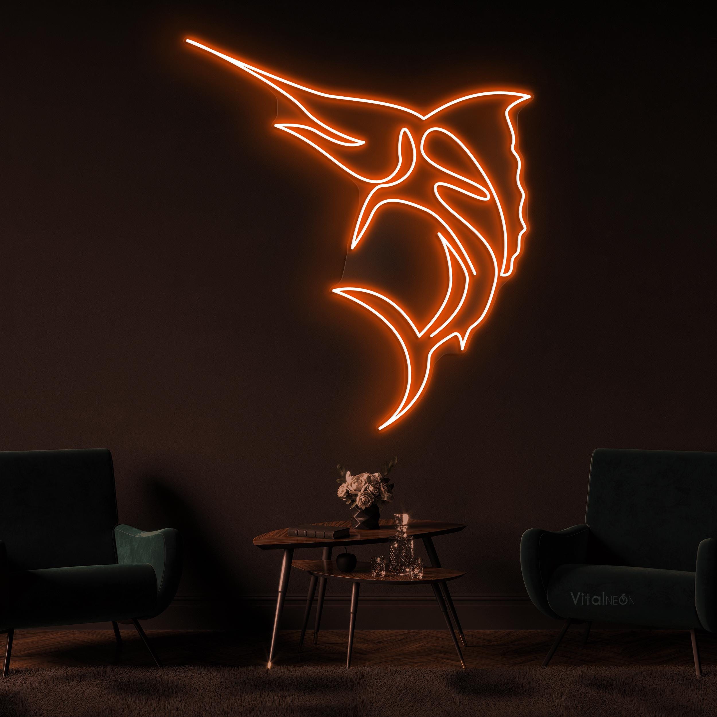 Marlin Neon Sign, Marlin LED Light, Game Fish Wall Decor, Billfish Wall ...