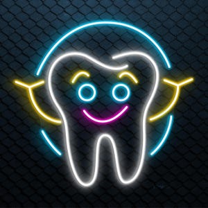 Smiling Tooth Neon Sign, Smiling Tooth LED Light, Teeth Wall Art, Teeth Hospital Neon Light, Dental Clinic Led Sign, Kids Room Neon Decor