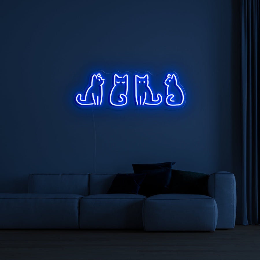 Kitty Neon Light, Cat neon Sign, Cat Lover Decor | Four Kitties | LED Neon Lights for Walls, Desk, Bedroom | Perfect Gift | Customizable