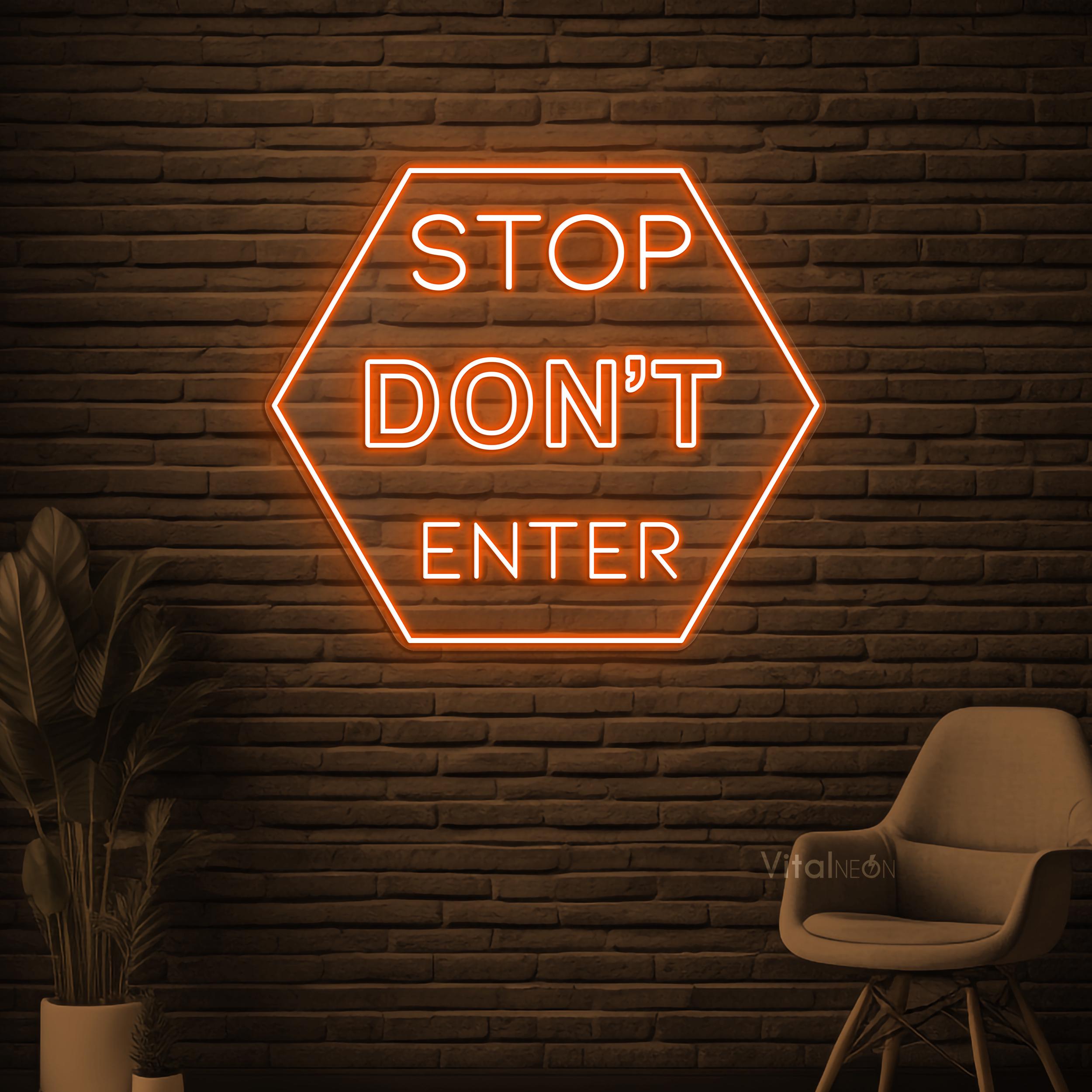 Stop Don't Enter Neon Sign LED Light Restricted Area Office