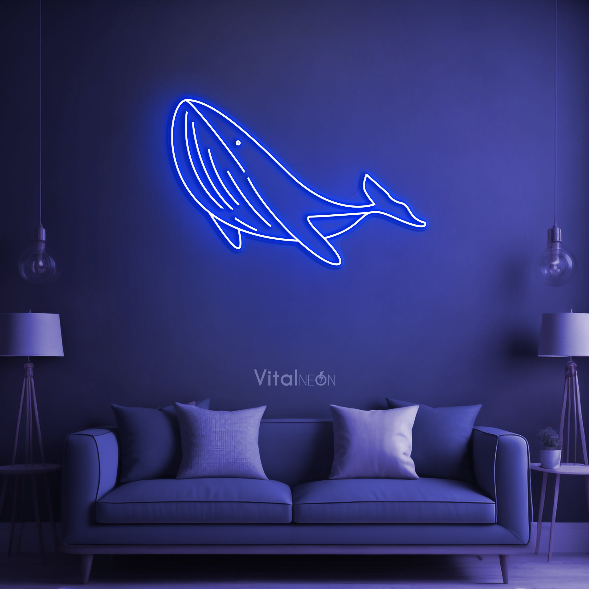 Whale LED Neon Sign Light Wall Art for Bedroom Living Room Home