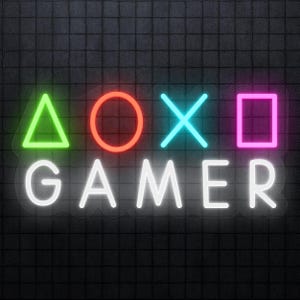 Gamer Icons Neon Sign, Game Room Décor, Game Controller Sign, LED Wall Art, Personalized Decor for Gamer Fans, Gifts and Gaming Spaces, Gift
