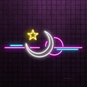 Moon Neon Sign, Crescent Moon LED Light, Star Wall Art, Kids Room Wall Decor, Night Sky Neon Light, Moonlight Neon Sign, Led Neon Art, Gift