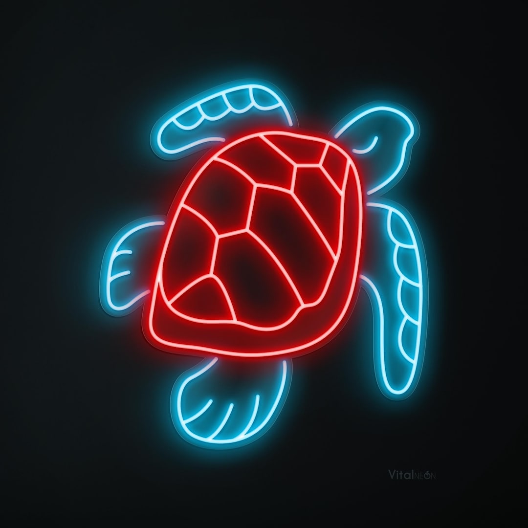 Neon Turtle Sign Turtle Neon Sign Sea Turtle LED Light Ocean Animal Wall Art Beach House ...