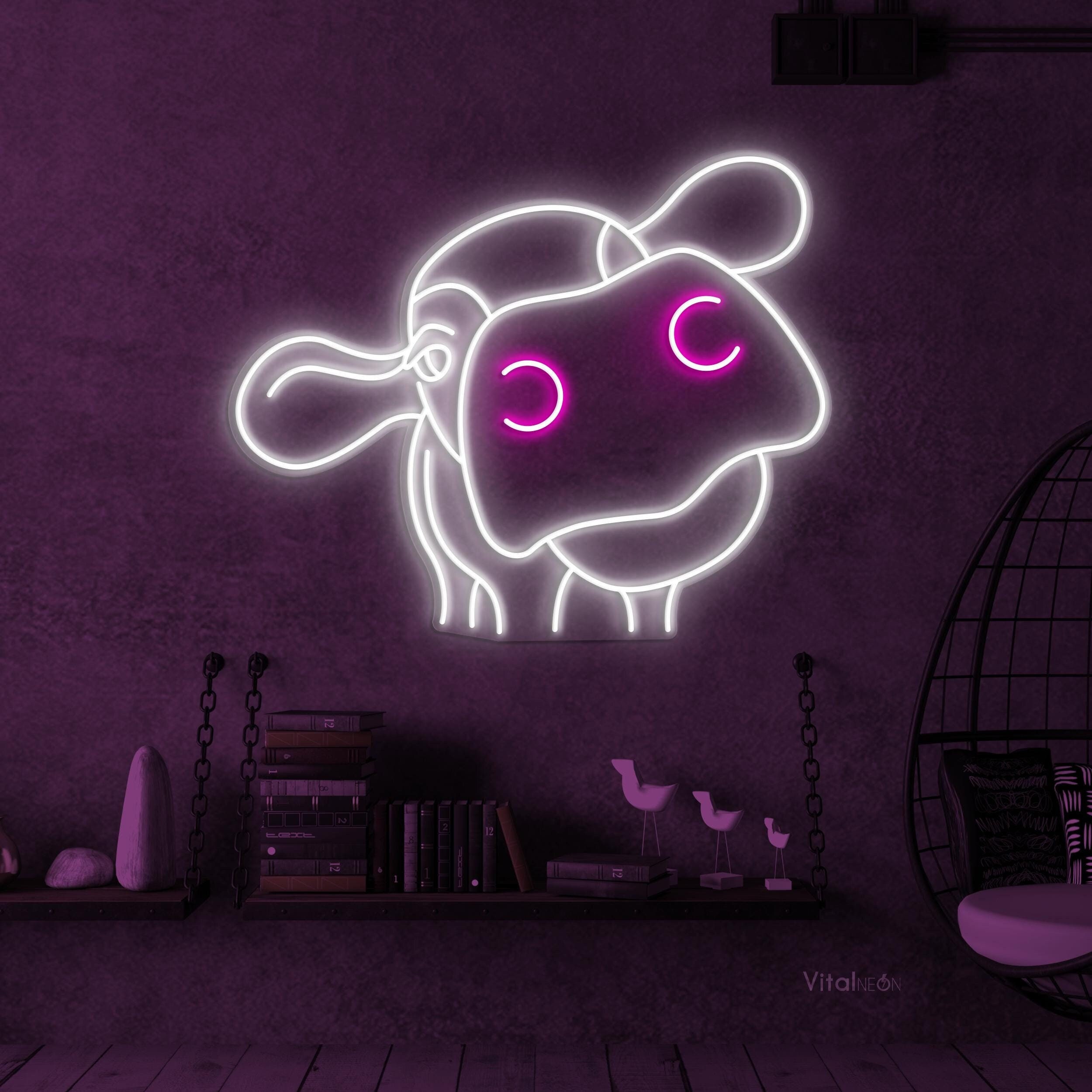 Highland Cow Neon Sign - Cute LED Wall Light, 12.4x12 Inches, Bedroom & Living Room Decor, Birthday Gift