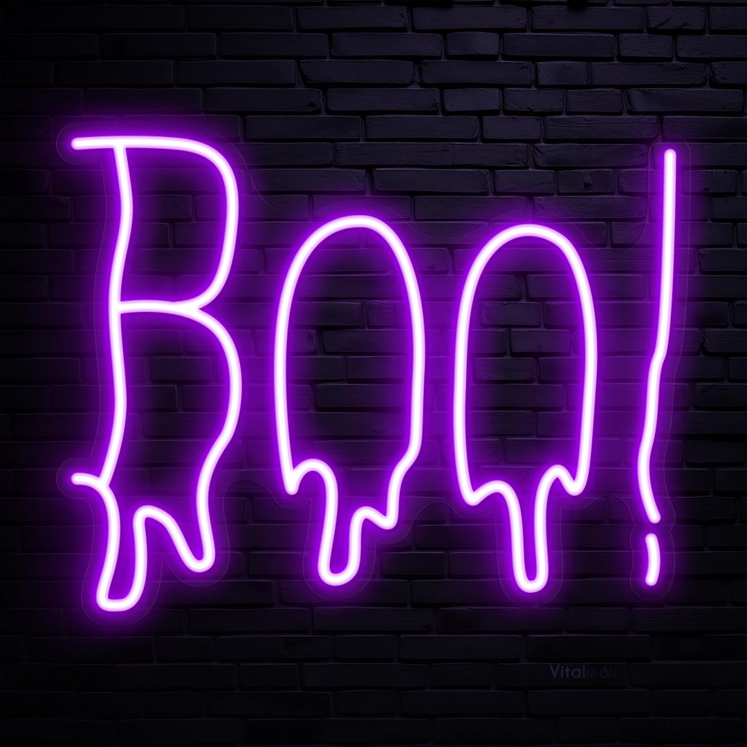 Boo Neon Sign, Boo Logo Led Light, Halloween Wall Art, Boo Ghost Neon ...