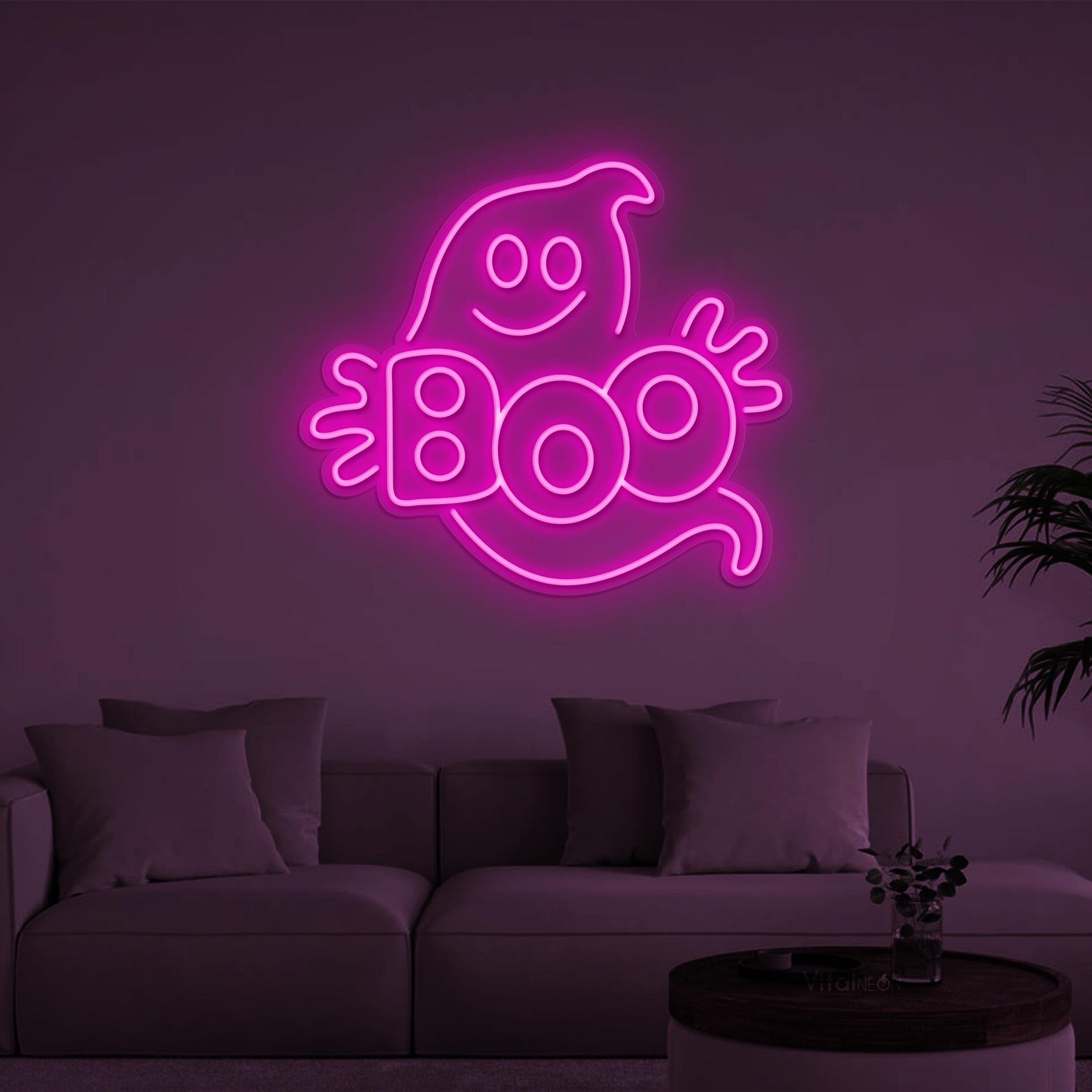 Boo Ghost Neon Sign, Boo Ghost Led Light, Spooky Party Neon Art, Boo ...