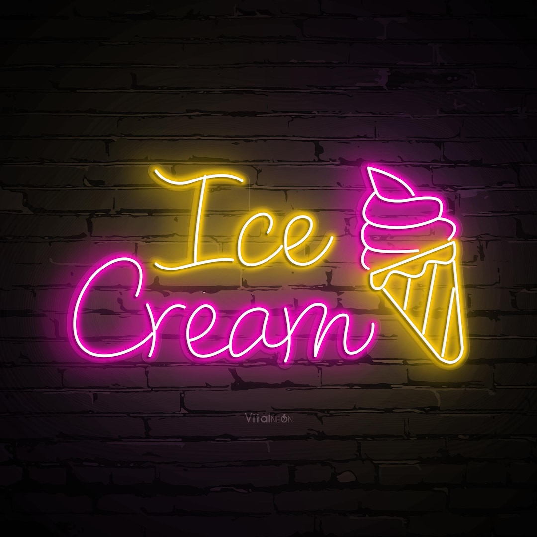 Ice Cream Neon Sign LED Light Cone Wall Art Shop Cafe Dessert
