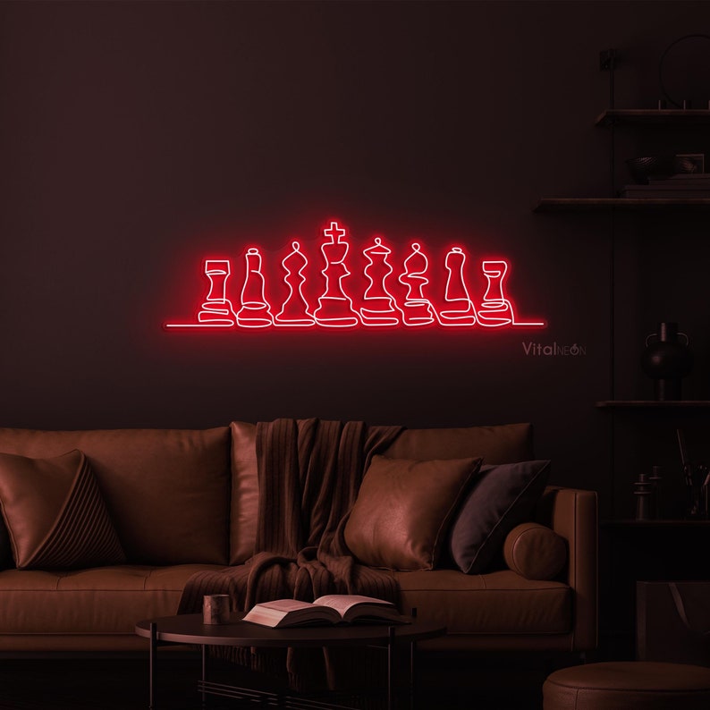Chessboard Neon Sign, Checkmate LED Wall Art, Game Room Decor - Etsy