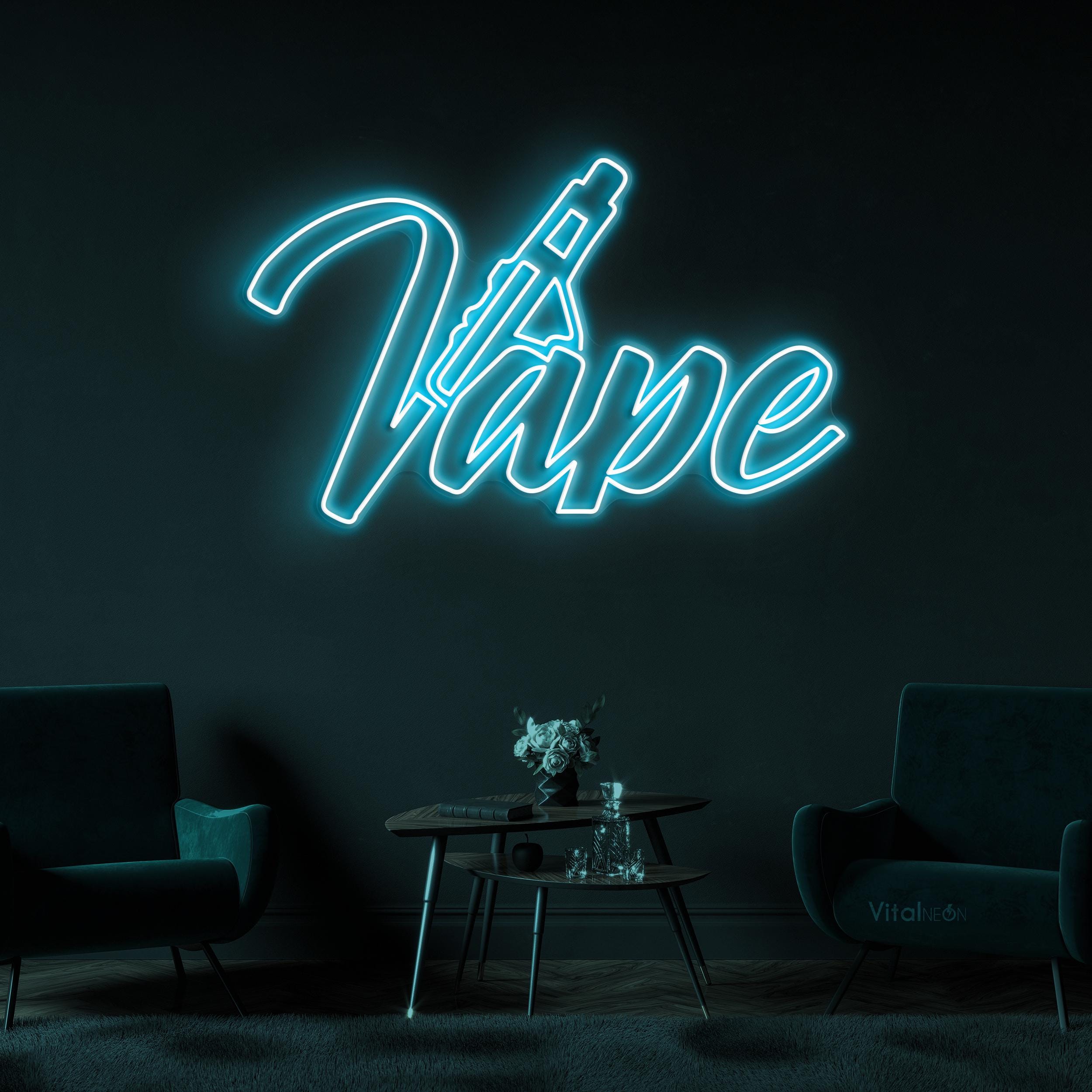 Vape Logo LED Neon Sign, Vape Shop Wall Art