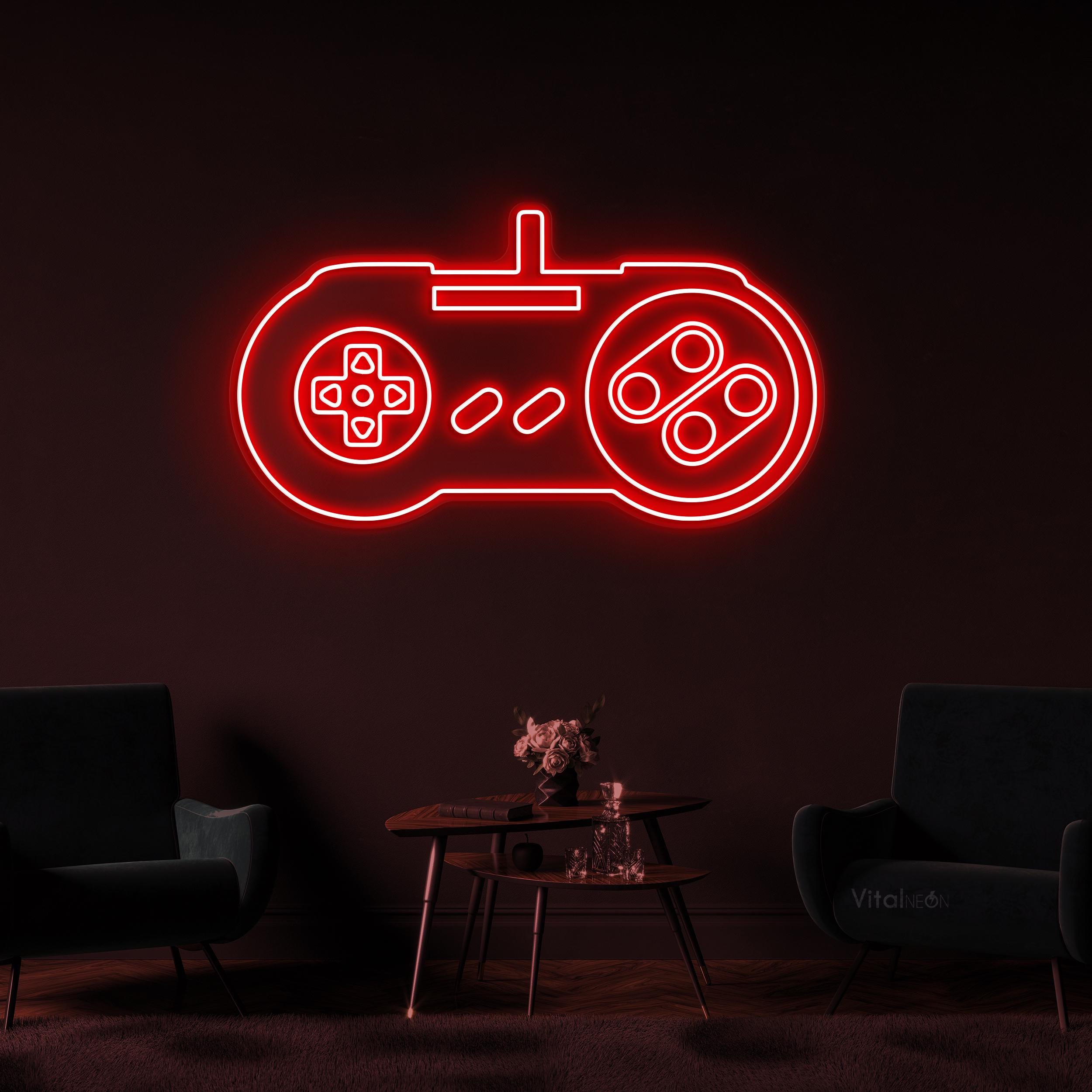 ゲームコントローラーネオンサイン、ゲームルームLEDウォールアート ネオンサイン GAME ROOM コントローラー 壁掛け インテリア おしゃれ