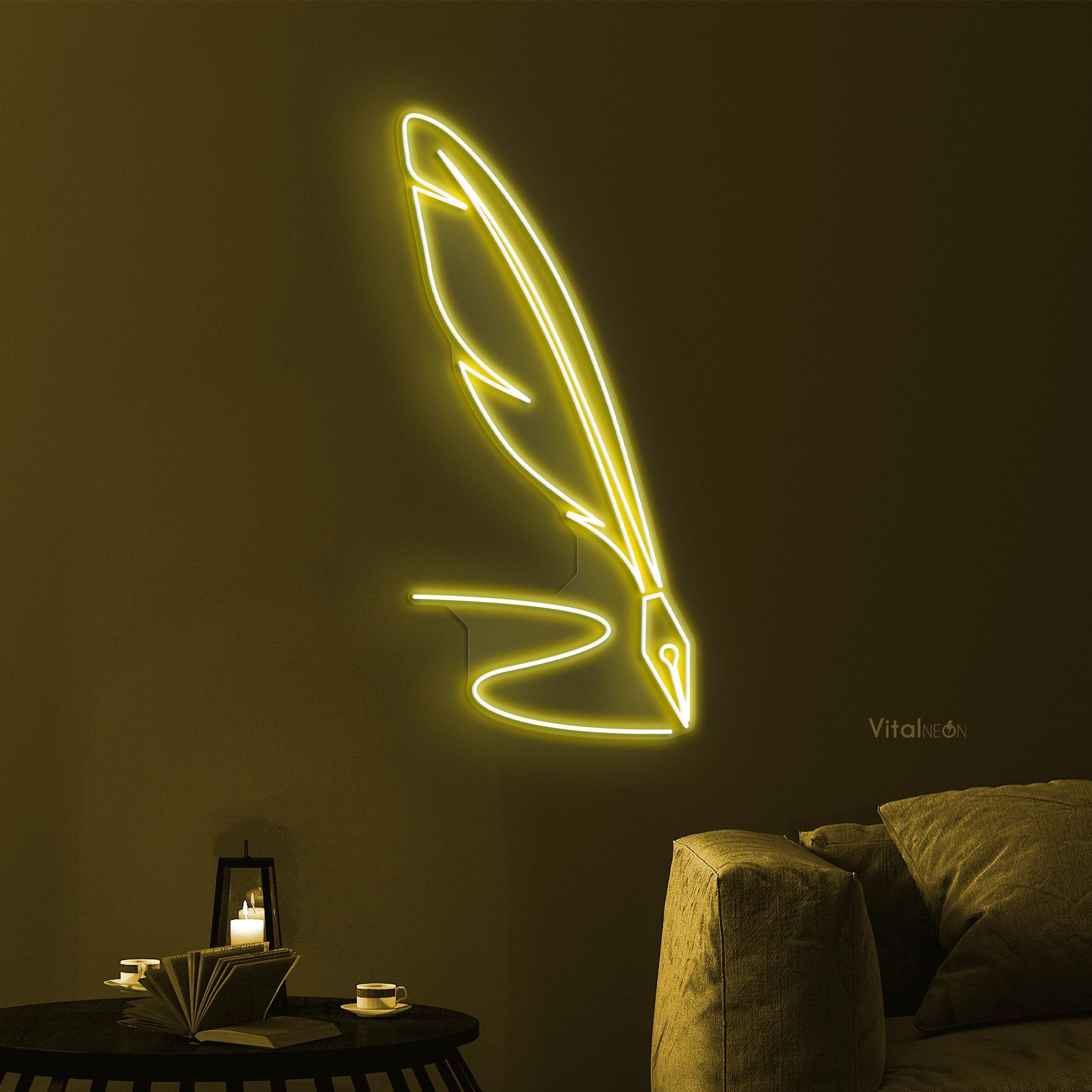 羽根ペン LED ネオンサイン 作家 著者 書店 図書館 装飾 - Etsy 日本