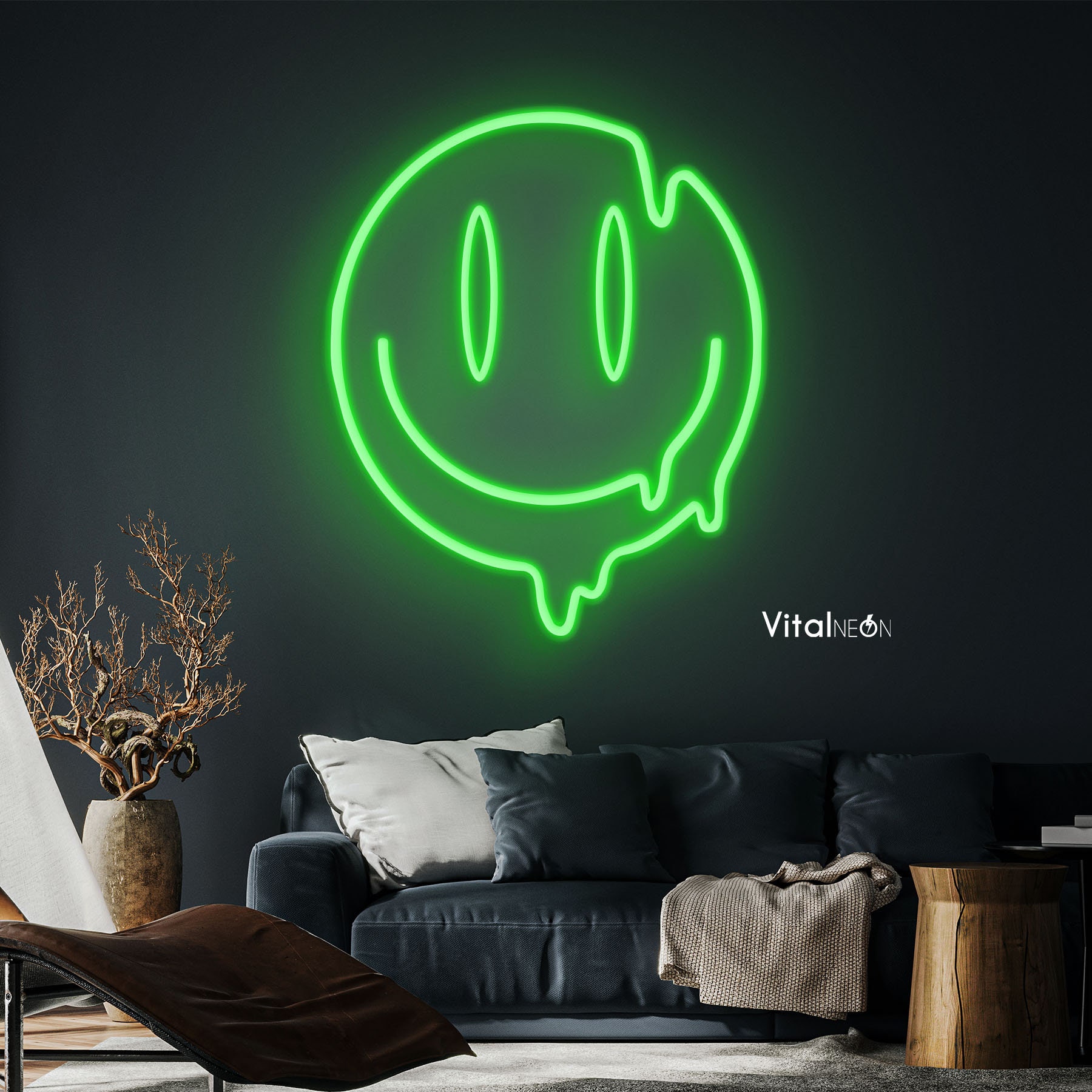 Smile Face Neon Sign, Emoji LED Light, Emoji Neon Art, Night