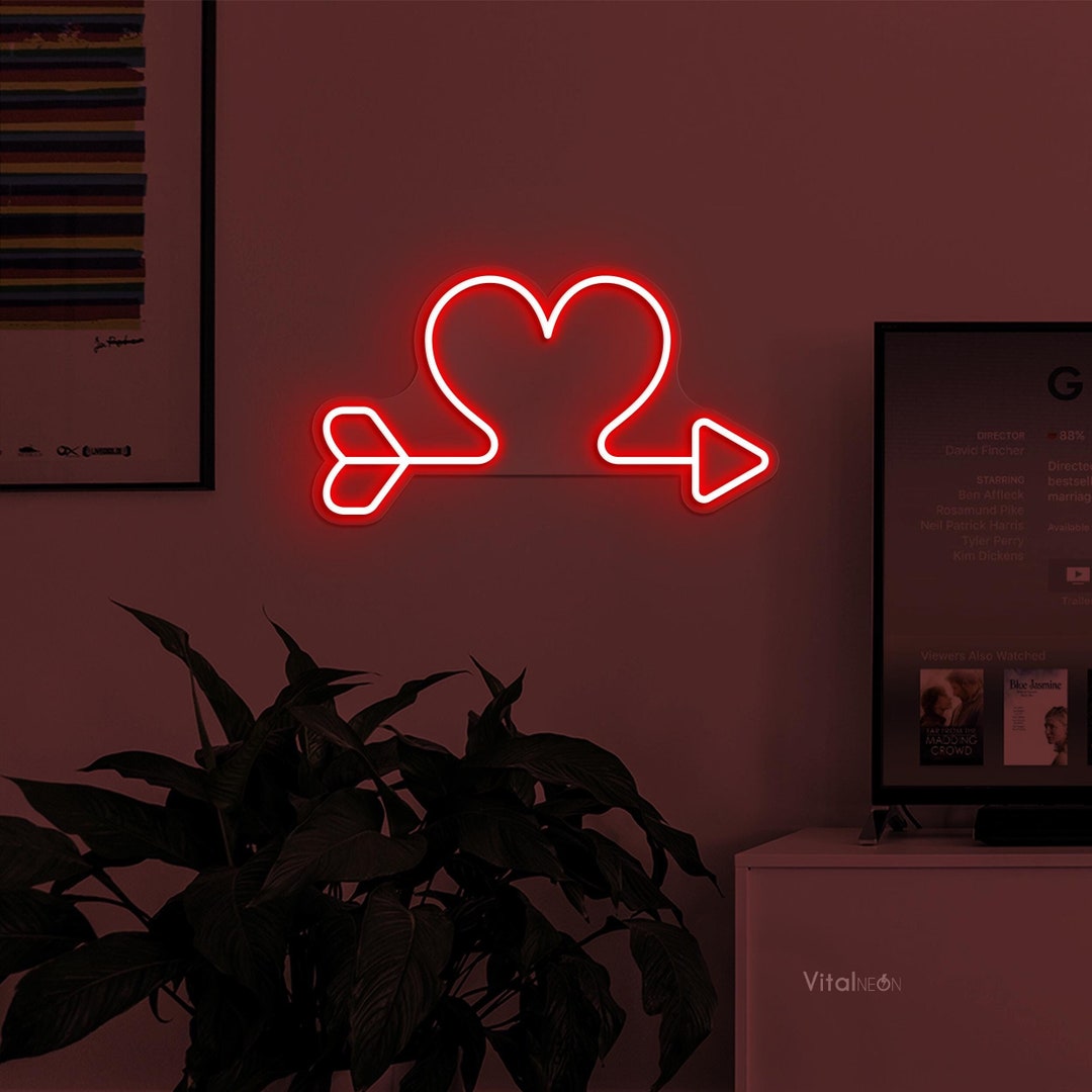 Heart Arrow Neon Sign LED Light Wedding Party Wall Decor Engagement ...
