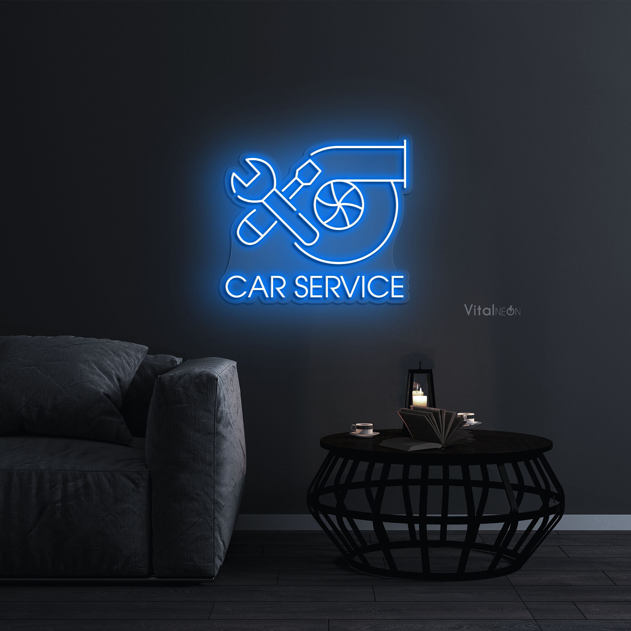 Led Auto Repair Sign Car Service Neon Sign LED Wall Art Garage Auto Shop Workshop Center ...