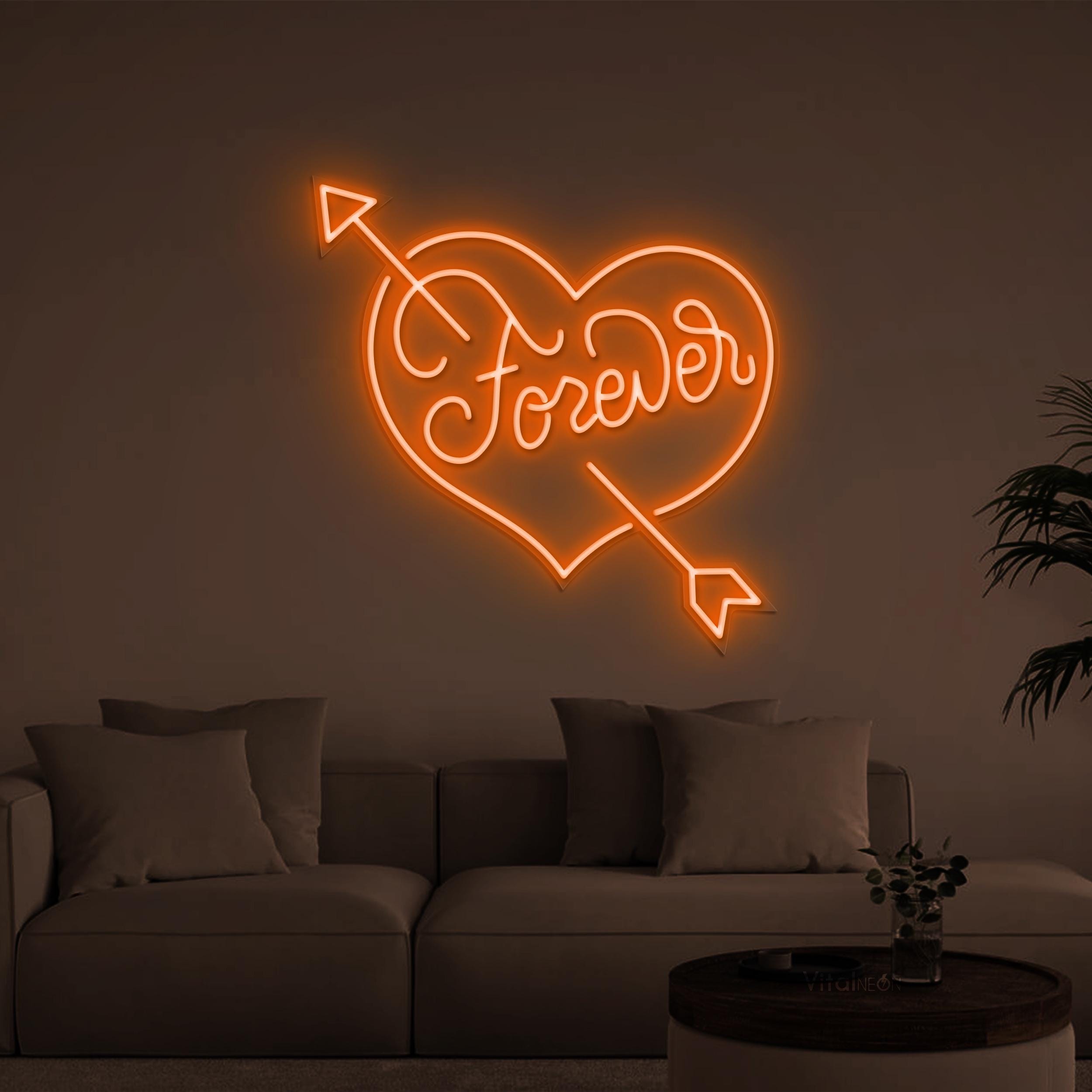 オレンジ ネオンライト Love インテリア　オーダー Forever Neon Sign Heart Love LED Light Anniversary Wedding