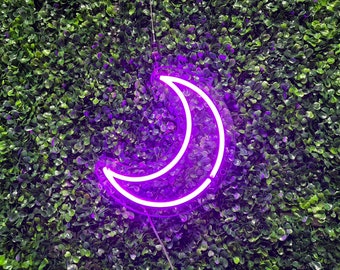 Crescent Moon Celestial LED Neon Sign, Bedroom Nursery Living Room Gift