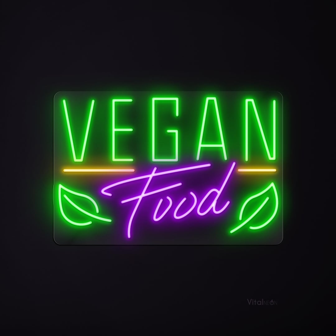 Vegan Food Neon Sign LED Light Plant Based Kitchen Wall Decor, Café ...