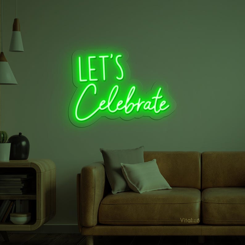 Let's Celebrate Neon Sign – LED Wall Art for Party, Bedroom & Home ...