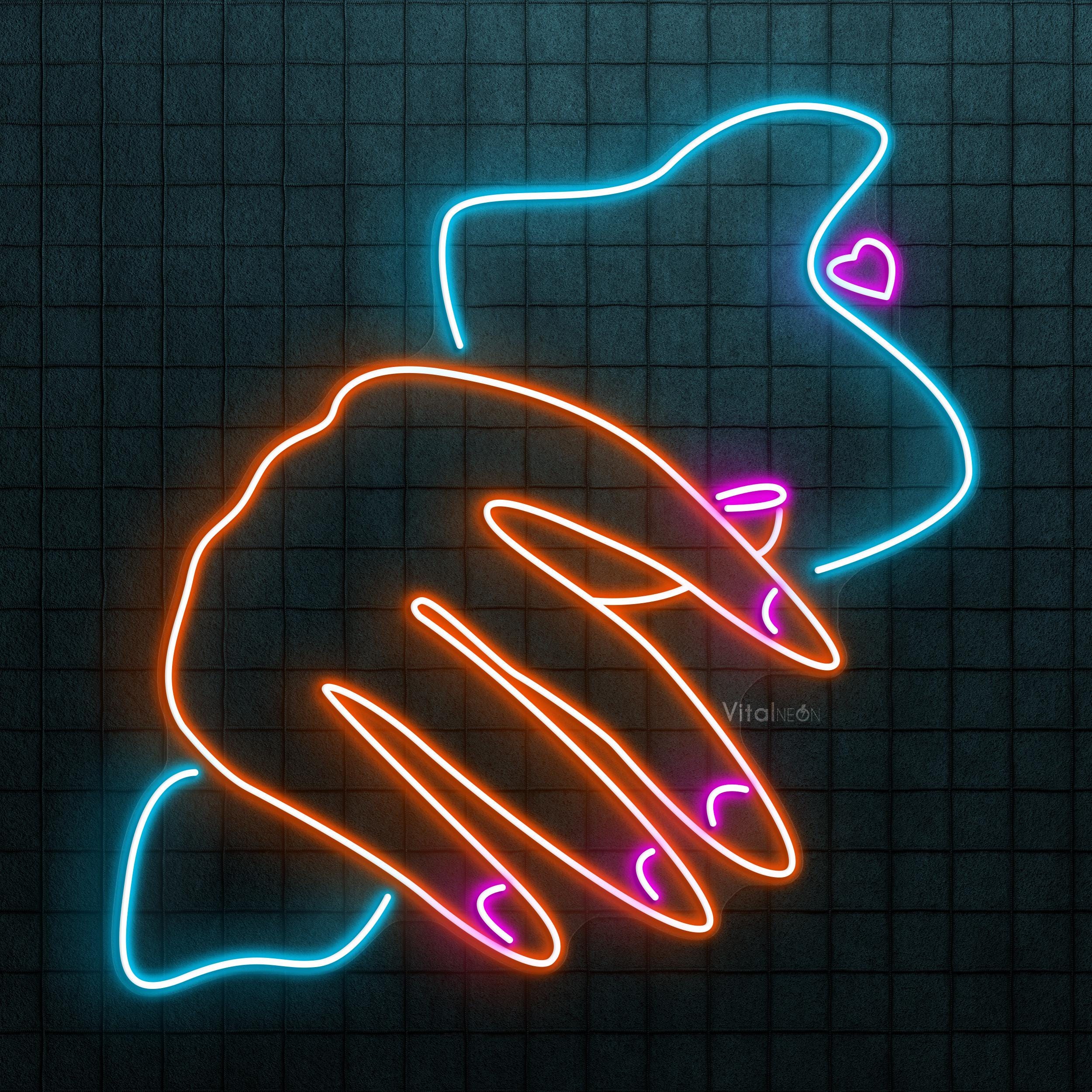 Hands of Creation Neon Sign LED Light Reaching Heart Wall Art
