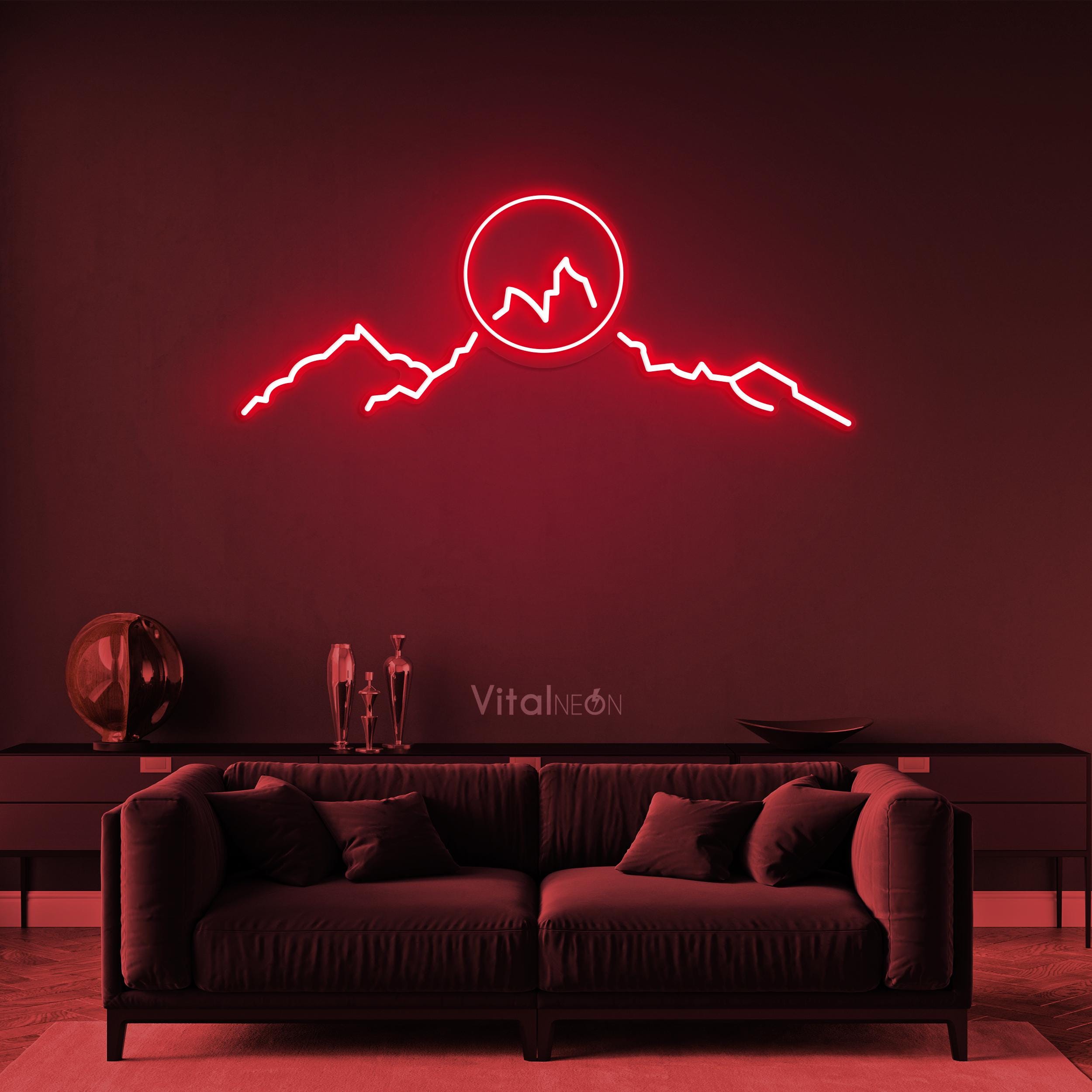 Mountains Sunset Neon Sign, Sunrise Mountain LED Light, Nature