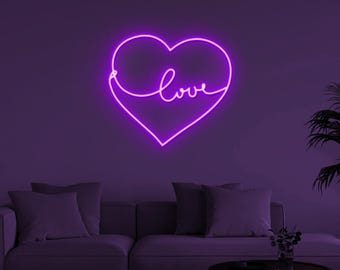ラブハートLEDライトネオンサイン、カップルの結婚式婚約記念日の部屋