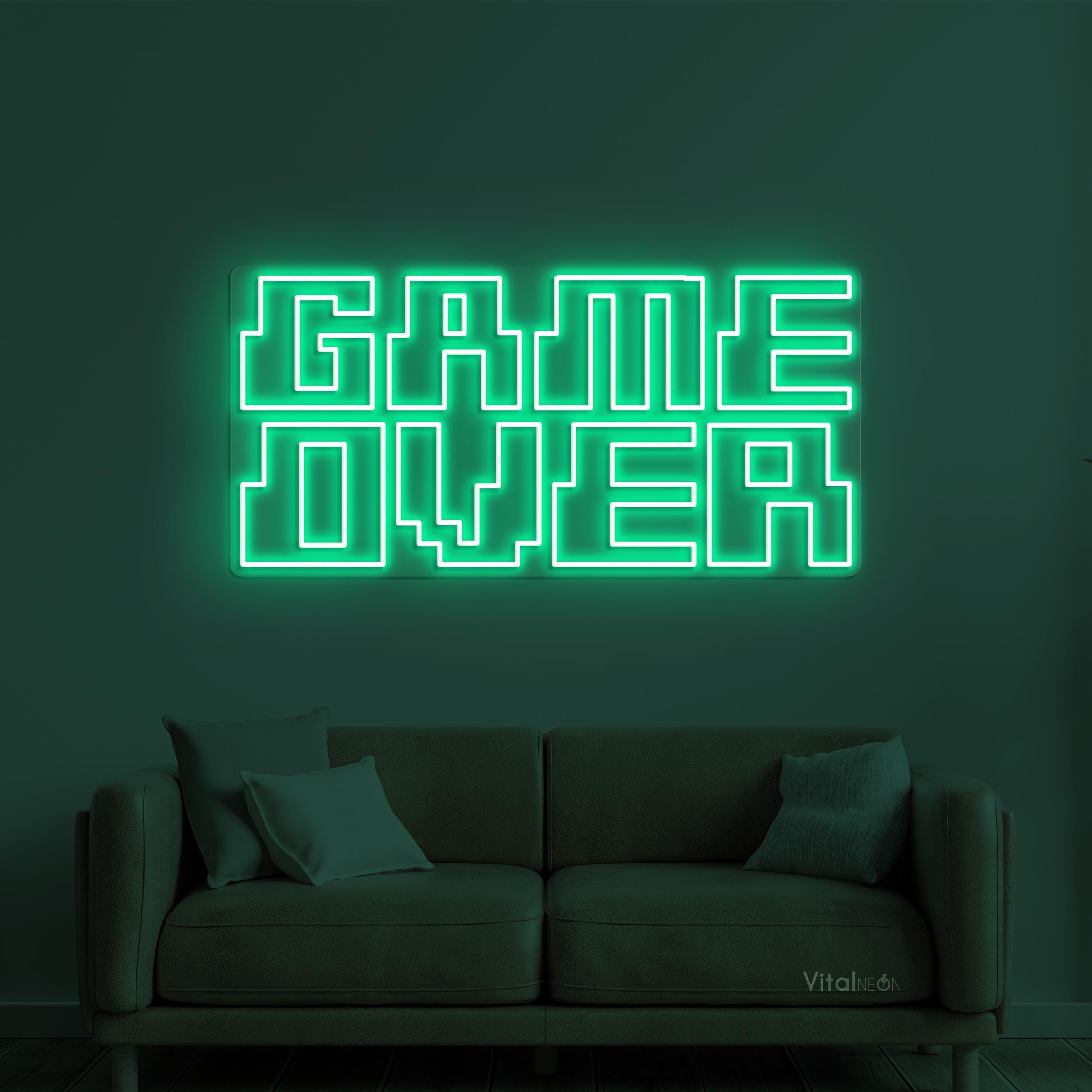 Game Over Neon Sign, Game Over LED Light, Game Room Wall Decor