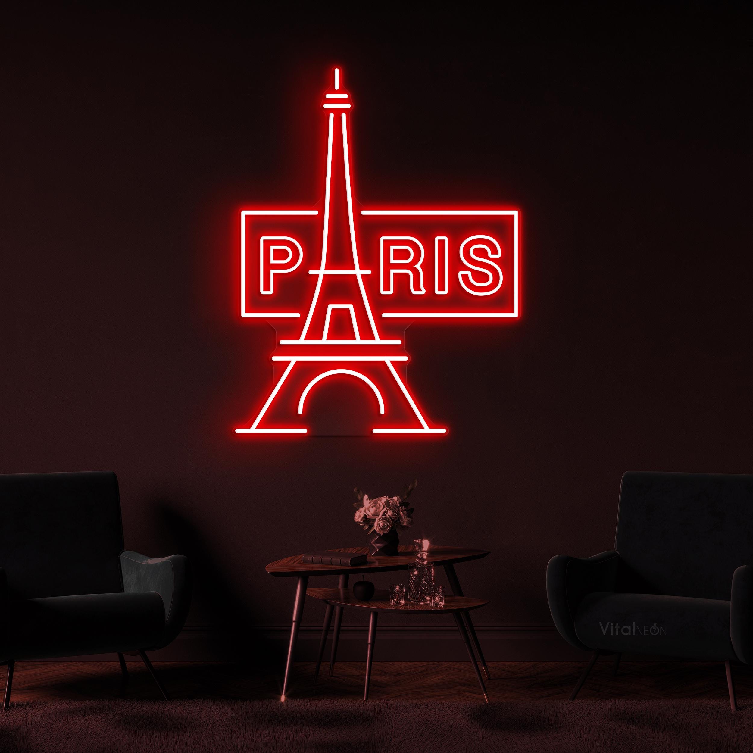 パリのLEDネオンサイン、エッフェル塔、自宅、オフィス、旅行代理店の