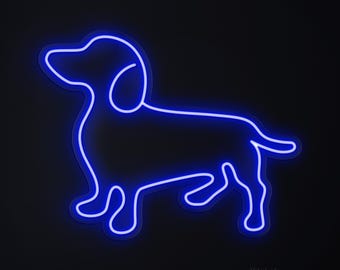 Dackel-Leuchtreklame, LED-Licht für Dackel, Geschenk für Tierliebhaber, Wanddekoration, niedliche Welpen-Wandkunst, Geschenk für Hundebesitzer, personalisierte Leuchtreklame