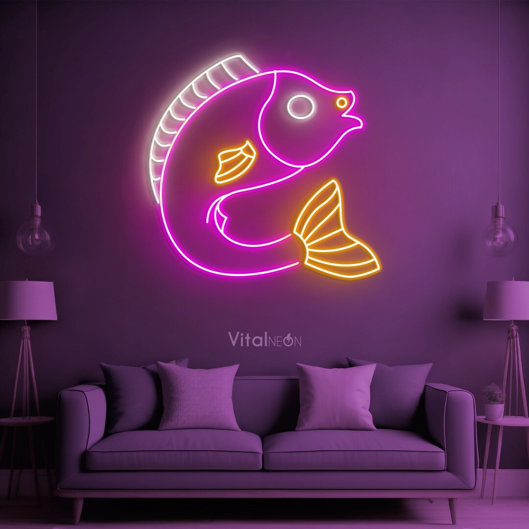 Fish Neon Sign, Fish Wall Art for Fishermen, Fish Neon Light, Fish ...