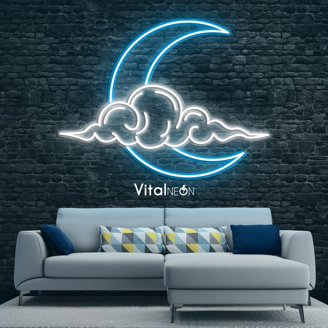 Cloud and Moon LED Neon Sign, Dreamy Night Light, Neon Sign for Bedroom