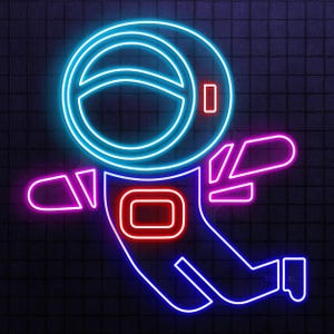 Astronaut Neon Sign, Astronaut LED Light, Space Traveler Wall Decor, Planet Neon Light, Space Man Sign, Game Room and Kids Room Neon Art
