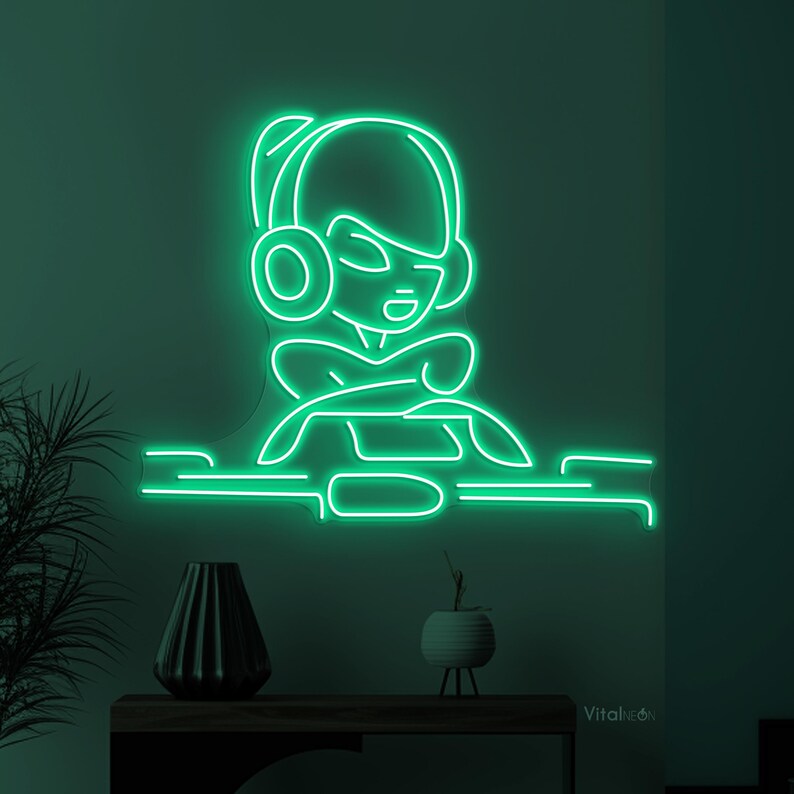 DJ Neon Sign LED Alien Dance Club Music Room Room Decor Gift image 9