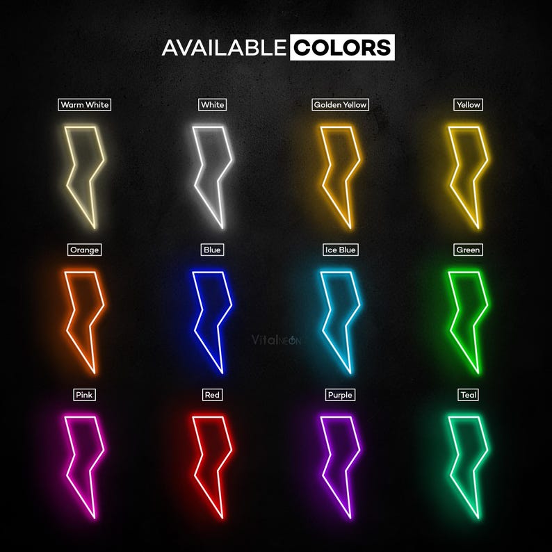 Color Light Signs Lightning Neon Sign LED Light Bolt Wall Art Thunder Room Cafe Bar Home ...