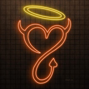 Angel Devil Heart Neon Sign Good vs Evil Romantic Gothic Cafe Bar Game Decor