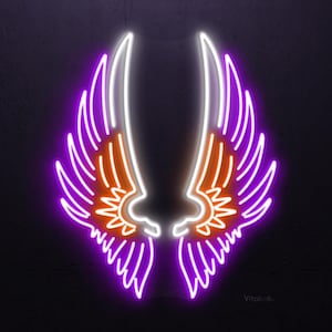 Angel Wings Neon Sign, Angel Wings LED Light, Aesthetic Room Wall Art, Boho Home Neon Light, Kids Room Wall Decor, TV Launch Neon Decor