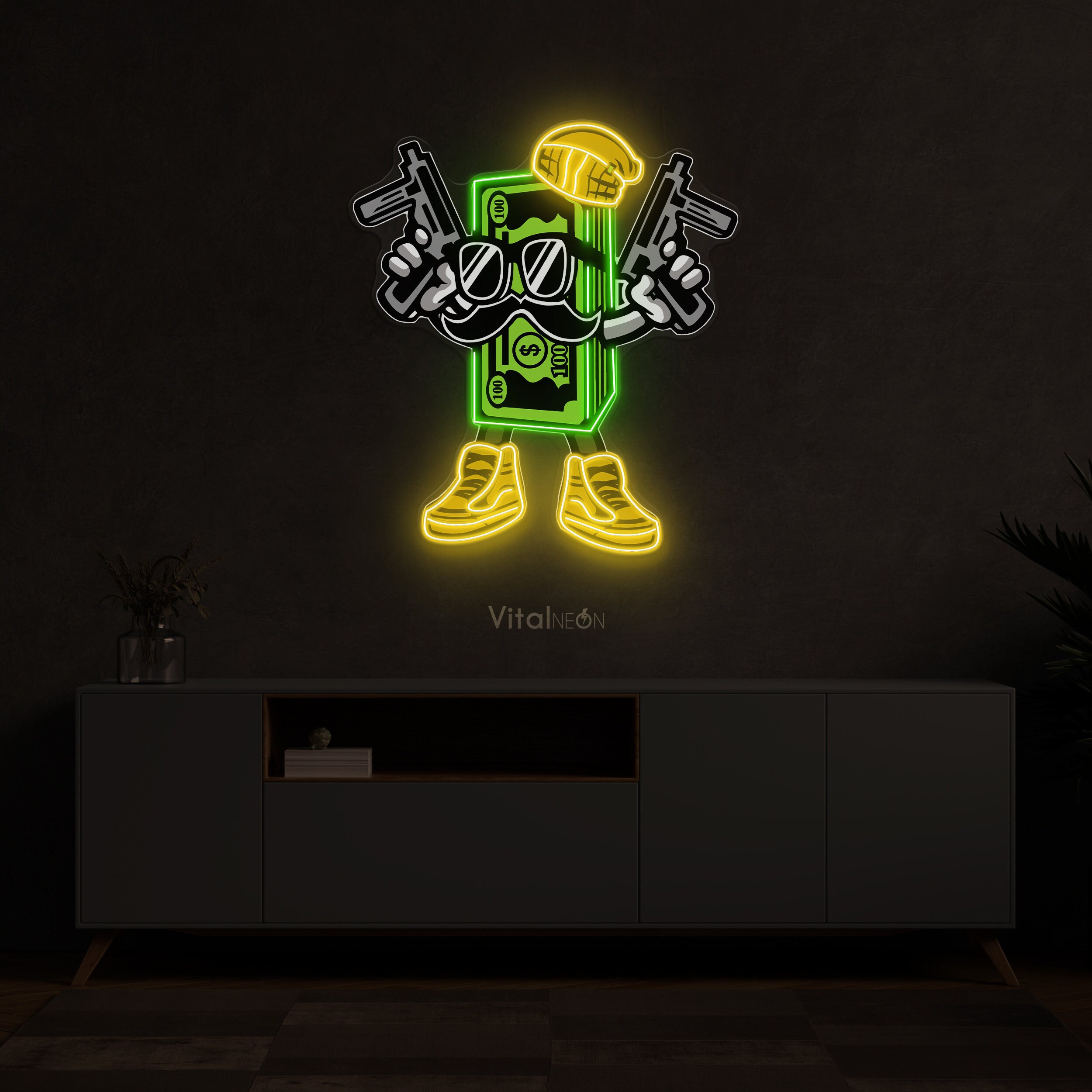 Money Neon Sign, Cash Dollar LED Light, Hip Hop Street Art Wall Decor ...