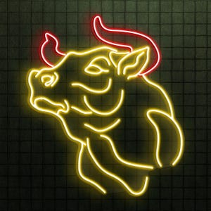 Bull Head Neon Light, Bull Neon Sign, Farmhouse Decor, Bull Neon Art, Bull Wall Art, Texas Bull Sign, Longhorn Neon Sign, Cowboy Room  Decor