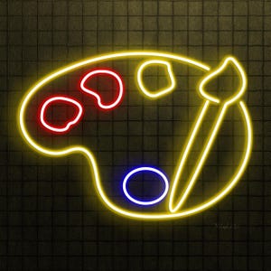 Paint Palette Neon Sign, Palette & Brush LED Light, Paint Studio Wall Decor, Paint Tools Wall Art, Home Wall Decor, Paint Shop Led Light