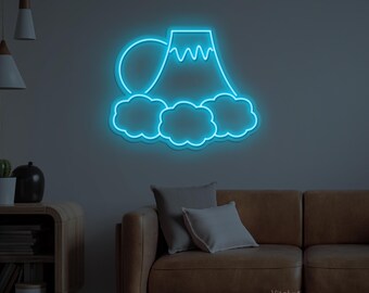 Mount Fuji Neon Sign, Japanese Mountain LED Wall Decor for Kids